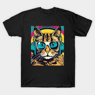 Cat With Glasses.Cat With Headphone T-Shirt